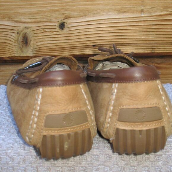 UGG Bel air Nubuck Leather Moc Toe Loafers In Chestnut Leather - Picture 7 of 13